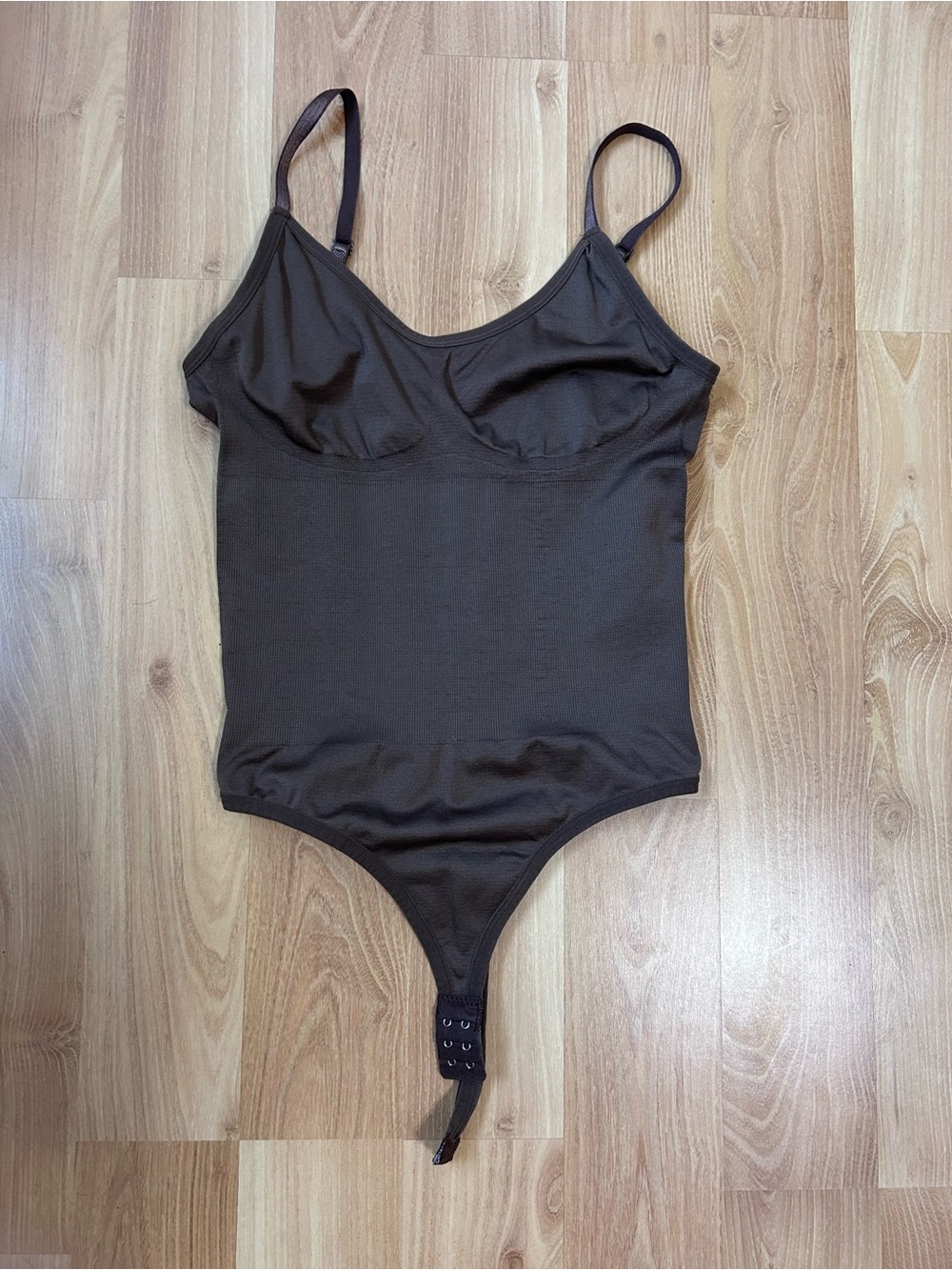 Brown Stretch Bodysuit with Adjustable Straps